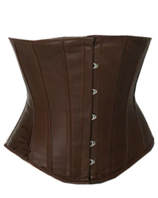 Corsé Entrenador Cintura Corsé Top Corsé Bajo Busto Cuero Marrón Foto 1 de 4