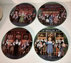 Guy Buffet Les Cafes~WILLIAM SONOMA 4 Different Salad Plates Restaurant Scenes - Picture 1 of 10