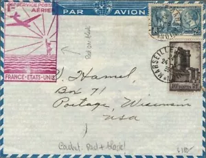 France First Flight Cover to New York USA 1939 Pan Am on Air France Envelope - Picture 1 of 2