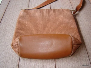 Cuero Genuino *Tejido de Aire* BOLSO/BOLSO DE MANO Marrón Italia~Fabrique En Italia - Imagen 1 de 6