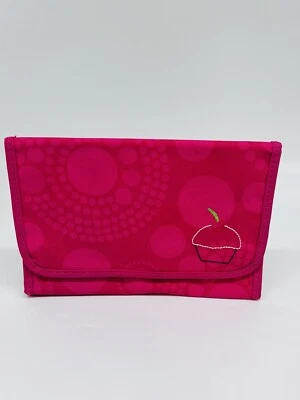THIRTY-ONE BAGS PINK CIRCLE WITH CUPCAKE FOLDING TECH MAKEUP TRAVEL ORGANIZER - Image 1 of 4