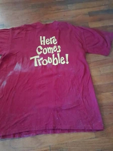 HERE COMES TROUBLE VINTAGE 1978 XL SLOGAN TEE SHIRT RARE NOVELTY SHIRT PUNK - Picture 1 of 8