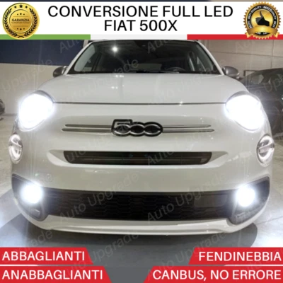 KIT FULL LED PER FIAT 500X ANABBAGLIANTI ABBAGLIANTI FENDINEBBIA 6000K BIANCO CA - Immagine 1 di 4