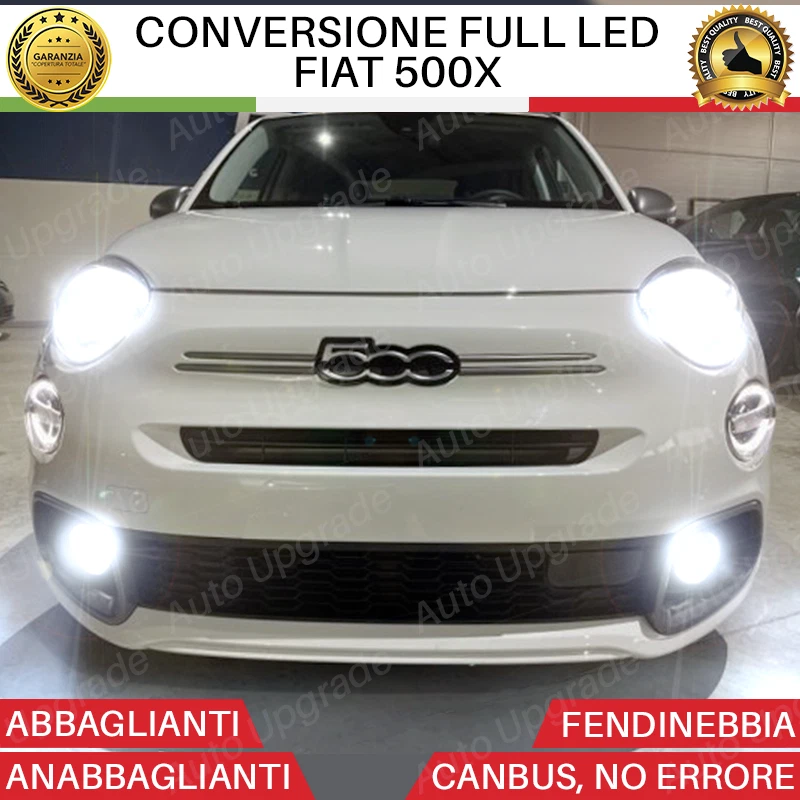 KIT FULL LED PER FIAT 500X ANABBAGLIANTI ABBAGLIANTI FENDINEBBIA 6000K BIANCO CA - Immagine 1 di 4