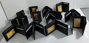 LOT OF 12 MEN WALLET QUALITY LEATHER BI-FOLD /TRI-FOLD MEN WALLETS BLACK ALL NEW - Picture 1 of 7