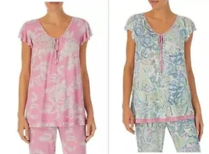 ELLEN TRACY womens Short Sleeve Flutter Pajama Top, Paisley or Pant - Picture 1 of 26
