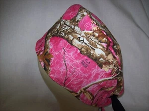 Men/Women Surgical Scrub Cap Lined Pink Camo  Cool Cap 100% Cotton - Picture 1 of 3