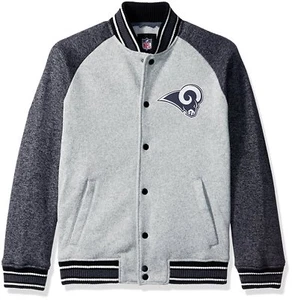 NFL Los Angeles Rams Men's The Ace Sweater Varsity Jacket, Gray, Small - Picture 1 of 1