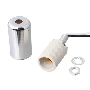 E14 Ceramic Base LED Light Lamp Bulb Adapter Converter Screw Socket Chrome - Picture 1 of 5