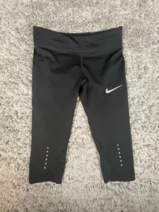 NIKE Epic Run 850484-010 Girl’s Size Medium Black Cropped Dri-Fit Running Pants - Picture 1 of 15
