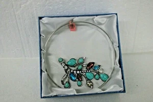 JTV 2127018 CHOKER NECKLACE TURQUOISE & FACET GEMSTONES WITH GIFT BOX BEAUTIFUL - Picture 1 of 2