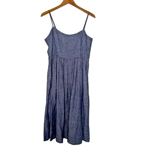 Vestido sin mangas Cynthia Rowley para mujer talla 10 azul lino bolsillos hasta la rodilla - Imagen 1 de 12