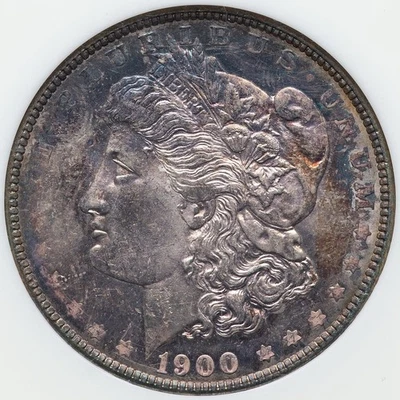 Morgan Silver Dollar 1900 NGC MS-64 Proof-Like! Old Thick Slab! Stunning toning! - Image 1 of 4