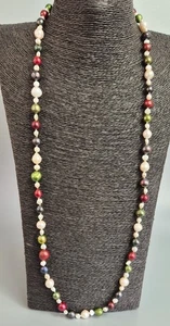 Vintage Multicoloured Baroque Pearl Necklace 35 ins Natural and Dyed Pearls - Picture 1 of 5