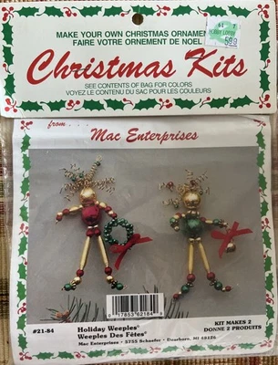 Merri Mac Vintage Vacaciones Weeples Kit de Adornos con Cuentas Hace 2 Hágalo Usted Mismo Nuevo Antiguo Stock Foto 1 de 4