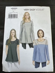 UNCUT Vogue V8950 Misses Semi-Fit Tunika (6-22) einfaches Schnittmuster - Bild 1 von 8