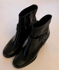Botines Franco Sarto de cuero negro para mujer talla 6,5 tacón bloque cremallera - Imagen 1 de 7