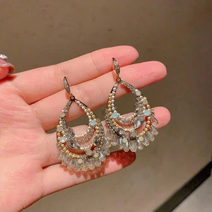 Pendiente de gancho de cristal en forma de gota de circón de lujo para mujer accesorios de joyería - Imagen 1 de 14