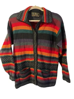 Vintage Alpaca Quitex Women’s Medium Striped Multicolor Boho Cardigan - Image 1 of 3