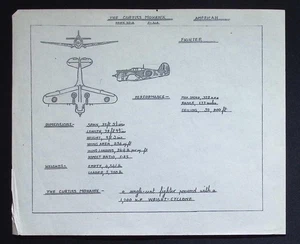 Original WWII Aircraft Recognition Drawing – Curtiss Mohawk P-36A / Hawk 75A - Picture 1 of 3