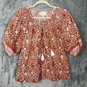 Cleobella Anthropologie Top MEDIUM Button Up Organic Cotton Puff Sleeve Blouse - Picture 1 of 10