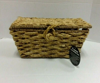 Seagrass Basket with Hinged Lid Latch Handles storage decorative - Image 1 of 4