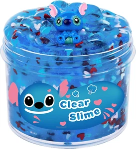 Blue Clear Slime Pink Heart Add Ins, Scented Crystal Water Jelly Slime Stretc... - Picture 1 of 11