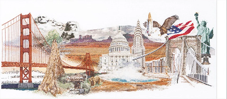 Counted Cross Stitch Thea Gouverneur 544A America Kit Aida 29 X 13