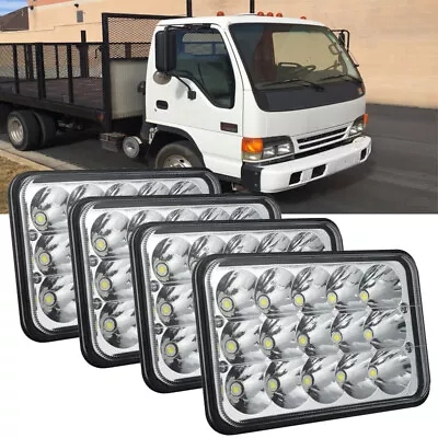4PCS 4x6'' LED Headlights HI/LO For GMC W3500 W4500 W5500 Isuzu NPR-HD NQR Truck - Image 1 of 4