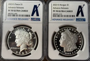 2023-S Proof Morgan And Peace Dollar Set NGC PR-70 DCAM Advance Releases - Picture 1 of 7