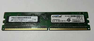 4GB (4-1GB) Crucial Micron 1Rx8 240-PIN 128Mx64 PC2-6400U-666-13-ZZ DDR2 RAM - Image 1 of 4