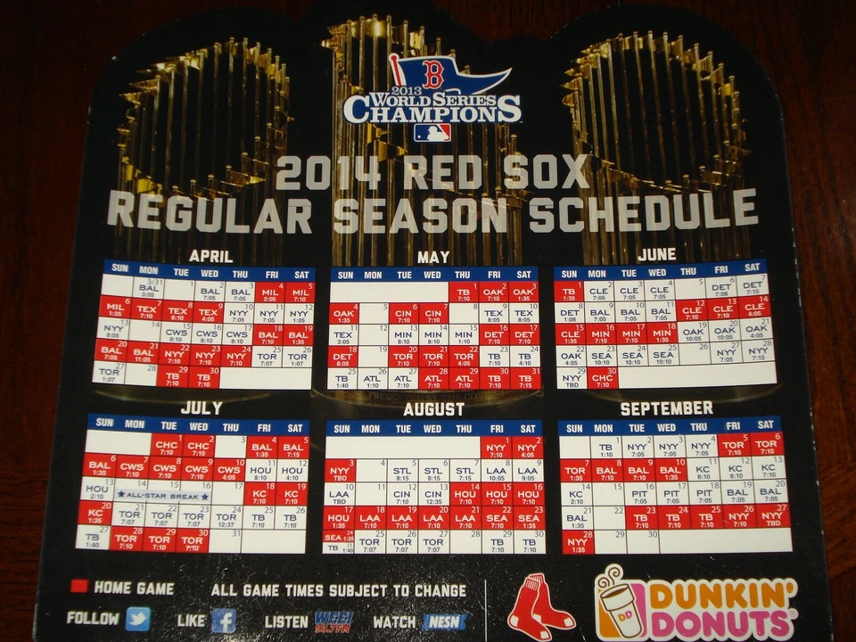 RED SOX BOSTON RED SOX WORLD SERIES CHAMPIONS 2014 SCHEDULE MAGNET Fenway Park - Image 1 of 1