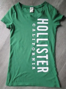 VTG Y2K HOLLISTER GREEN SCREENPRINT SPELLOUT SCRIPT T SHIRT WOMENS SZ S - Picture 1 of 3