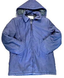 Giacca parka vintage resistente anni 90 uomo media con cappuccio tasche zip blu - Foto 1 di 8