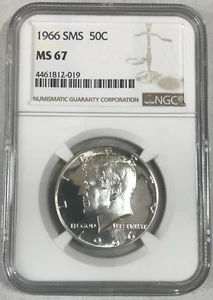 1966 SMS NGC MS67 Kennedy Half Dollar - Price Guide $75 - Picture 1 of 2