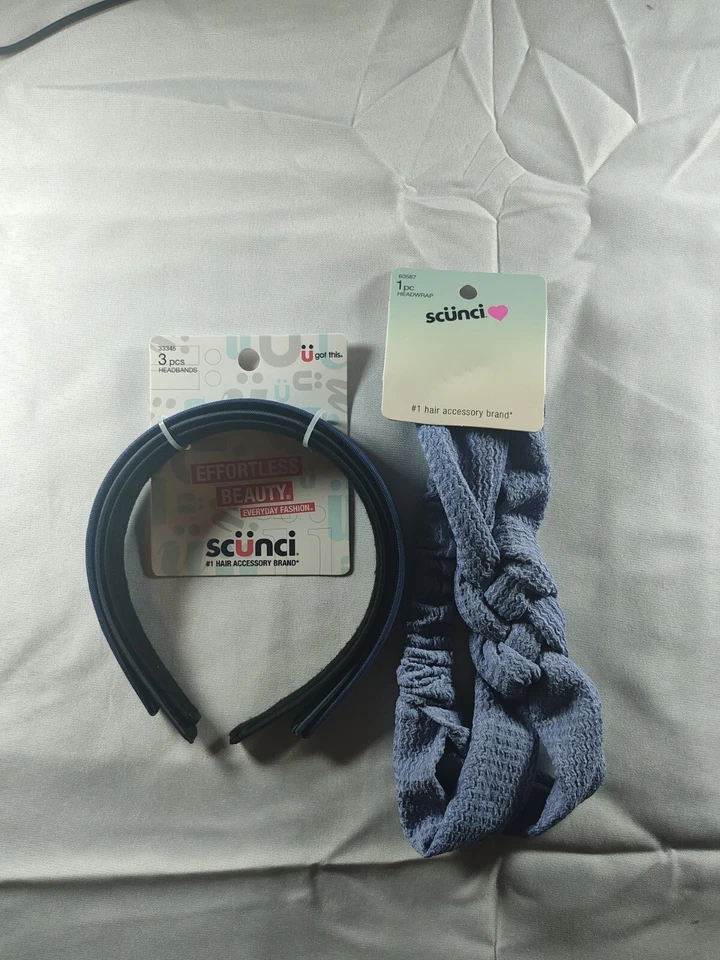 Scunci Woven Headbands, 1 in - 3 Count & Scunci Blue Braided Stretch Headwrap - Image 1 of 1