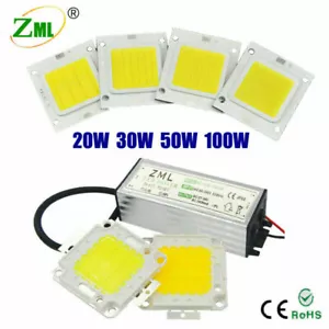 LED COB Chip + Driver 100W 50W 30W 20W 10W Power Supply Transformer Floodlight - Picture 1 of 45
