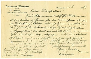 Brief 1924 Turnverein Vorwärts Breslau Schlesien Georg Jurkes an TSV Spandau - Bild 1 von 1