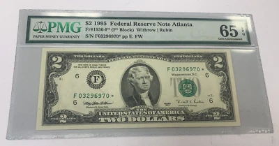 1995 Star FRN $2 STAR NOTE ~ 1936-F* ~ PMG 65EPQ ~ ATLANTA - Image 1 of 4