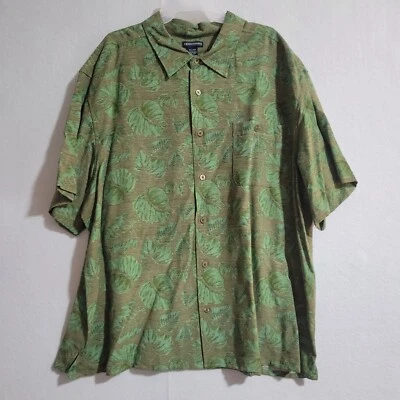 Camisa Knights Bridge Para Hombre Estampado de Hojas Verdes Manga Corta Con Botones Talla 2XL Foto 1 de 4