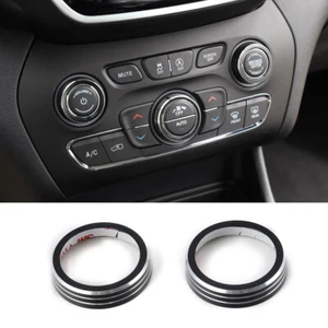2pcs Audio Switch Button Ring Trim for Jeep Grand Cherokee/Cherokee 2014+ Black - Picture 1 of 5