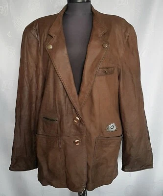 CHAQUETA MUJER VINTAGE DISTLER TYROL OKTOBERFEST DIRNDL CUERO MARRÓN: US16/EU44 Foto 1 de 4