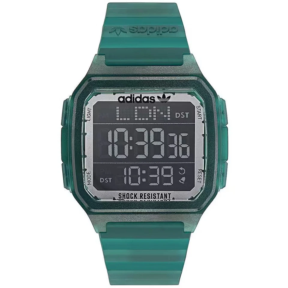 Adidas AOST22048 Unisex Wrist Watch Digital Clear Translucent Green with Box