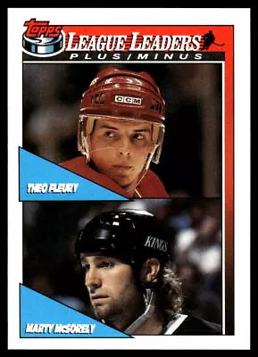 1991-92 Topps #322 Theo Fleury / Marty McSorley Hockey Card - Image 1 of 2