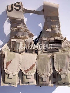 Loaded US Army MOLLE II Desert Tan Fighting Vest FLC LBV 4 Double Pouch 2 K Bar - Picture 1 of 11