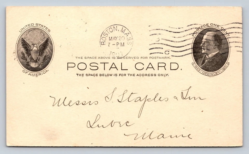1902 UX18 US Postal Card McKinley 1c BOSTON MA National Coal Tar Co ORDER UPDATE - Image 1 of 4