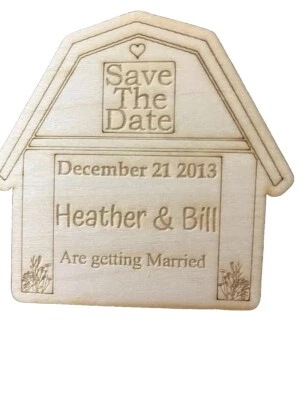 Celeiro Save The Date madeira personalizado magnético casamento gravado a laser personalizado - Imagem 1 de 2