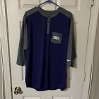 TCU Horned Frogs Men’s XL Nike Dri-fit Purple 2-Tone 3/4 Sleeve Baseball Shirt