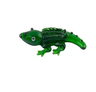 Estatuilla de gecko verde mini escultura de vidrio acento de jardín de hadas 2" x 1" Foto 1 de 4