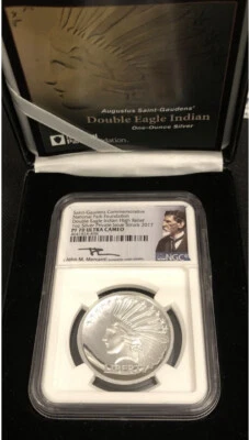 2017 Saint Gaudens DOUBLE EAGLE INDIAN Silver NGC PF70💥FLAWLESS QUALITY CoA&Box - Image 1 of 4